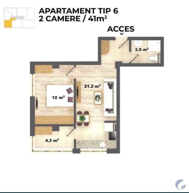 APARTAMENT 2 CAMERE  41 MP IASI NICOLINA CUG